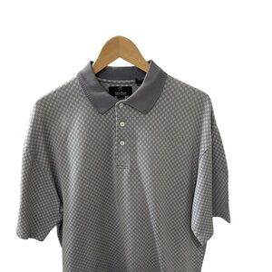 Gary Player Men’s XL Golf Polo 3 button gray blue pattern 100% cotton casual